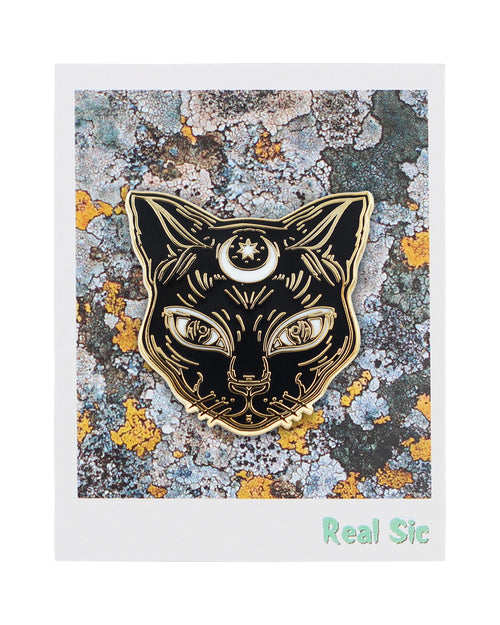 Luna Black Cat Hard Enamel Pin – Gold Plated Witch & Cat Lover Gift