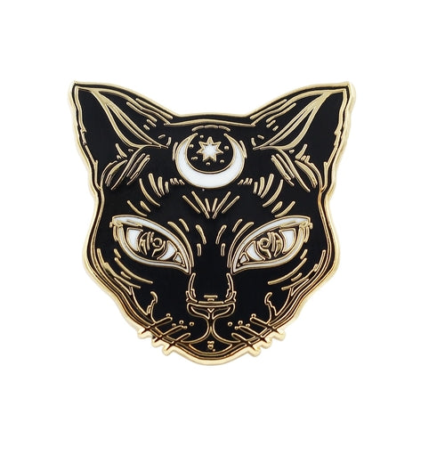 Luna Black Cat Hard Enamel Pin – Gold Plated Witch & Cat Lover Gift